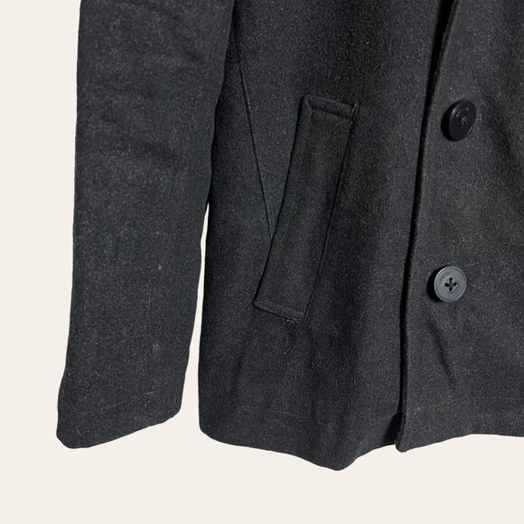 Tommy Hilfiger Men’s Black Wool Blend Insulated Double Breasted Pea Coat M - Picture 4 of 9